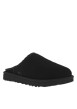 Thumbnail Sabots en cuir noir à talon plat et à slip-on avec de la fourrure synthétique - Image 3