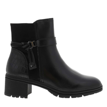 Boots en cuir noires à talon décroché moyen...
