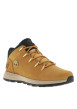 Thumbnail Bottines en cuir nubuck miel à talon plat avec des lacets ronds - Image 4