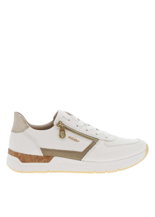 Baskets running écrues à talon plat et à lacets et zip latéral grainées