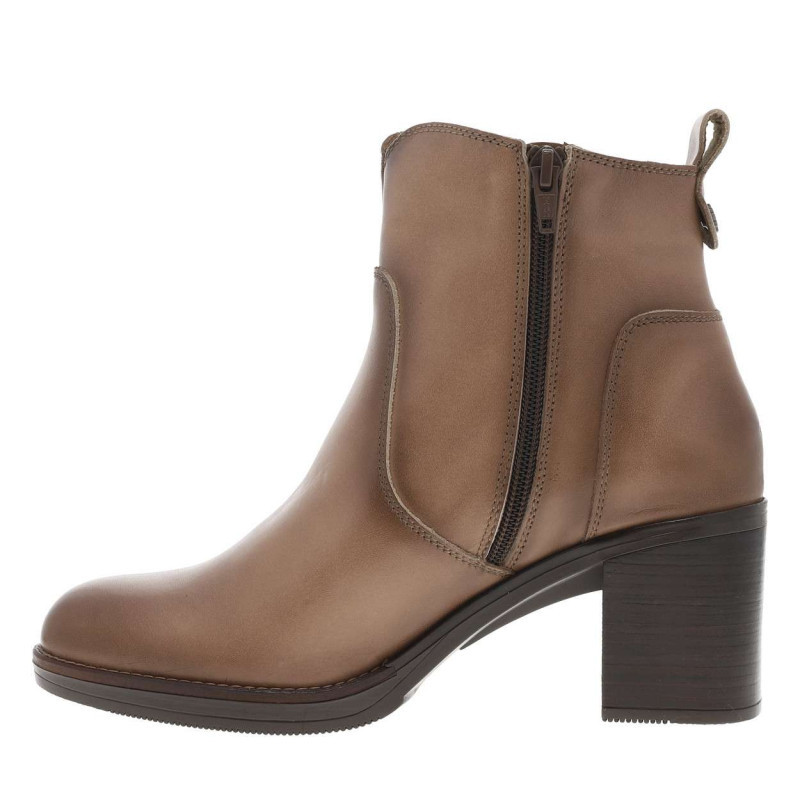 Porronet - Boots En Cuir Taupe à Talon Décroché Moyen Et Une Fermeture Zippée - Taupe