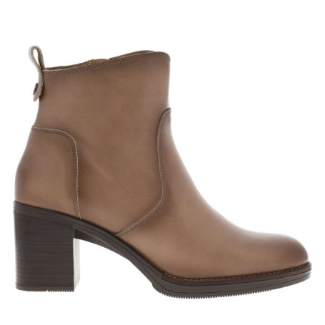 Boots en cuir taupe à talon décroché moyen et...