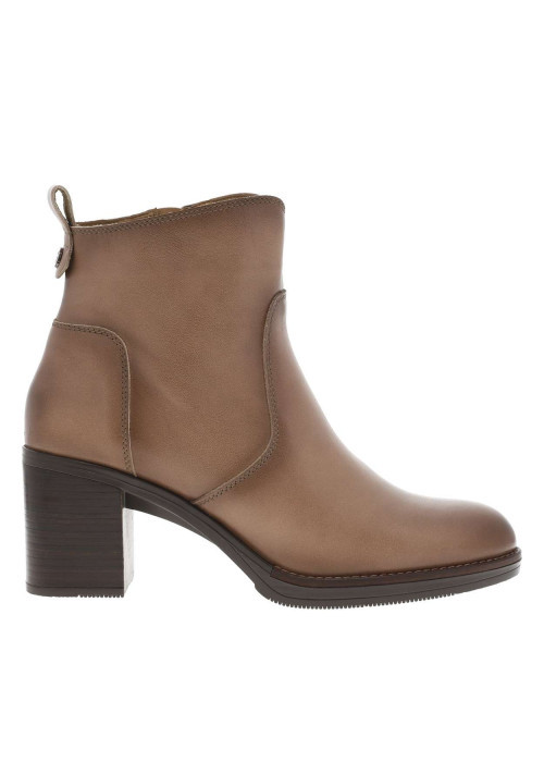 Boots en cuir taupe à talon décroché moyen et...