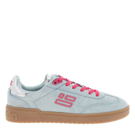 Tennis en cuir bleues à talon plat avec des...