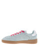 Thumbnail Tennis en cuir bleues à talon plat avec des lacets et un logo rose - Image 2
