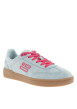 Thumbnail Tennis en cuir bleues à talon plat avec des lacets et un logo rose - Image 3