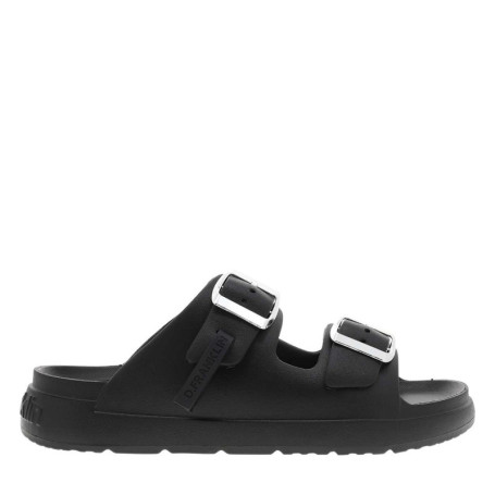 Mules noires à semelle plate et une fermeture à...