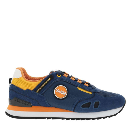 Baskets running bleues en cuir avec un talon...