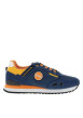 Thumbnail Baskets running bleues en cuir avec un talon plat et des lacets