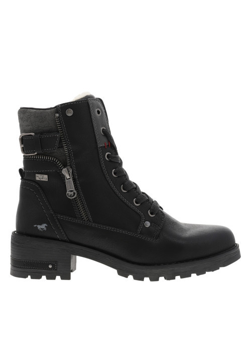 Bottines noires à talon décroché moyen avec une doublure en maille sherpa