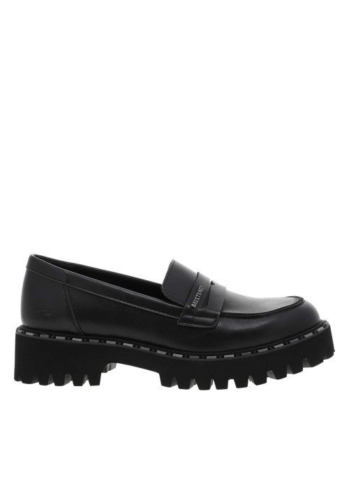 Mocassins noirs à talon décroché bas et à...