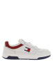 Thumbnail Tennis en cuir blanc à talon plat et à lacets plats blancs avec trous d'aération