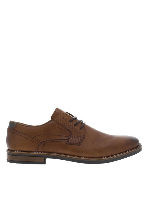 Derbies en cuir cognac à talon décroché bas et à lacets ronds cognac