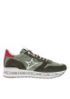 Thumbnail Baskets basses running en cuir kaki avec lacets élastiqués et semelle plateforme