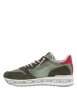 Thumbnail Baskets basses running en cuir kaki avec lacets élastiqués et semelle plateforme - Image 2