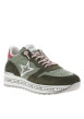 Thumbnail Baskets basses running en cuir kaki avec lacets élastiqués et semelle plateforme - Image 3