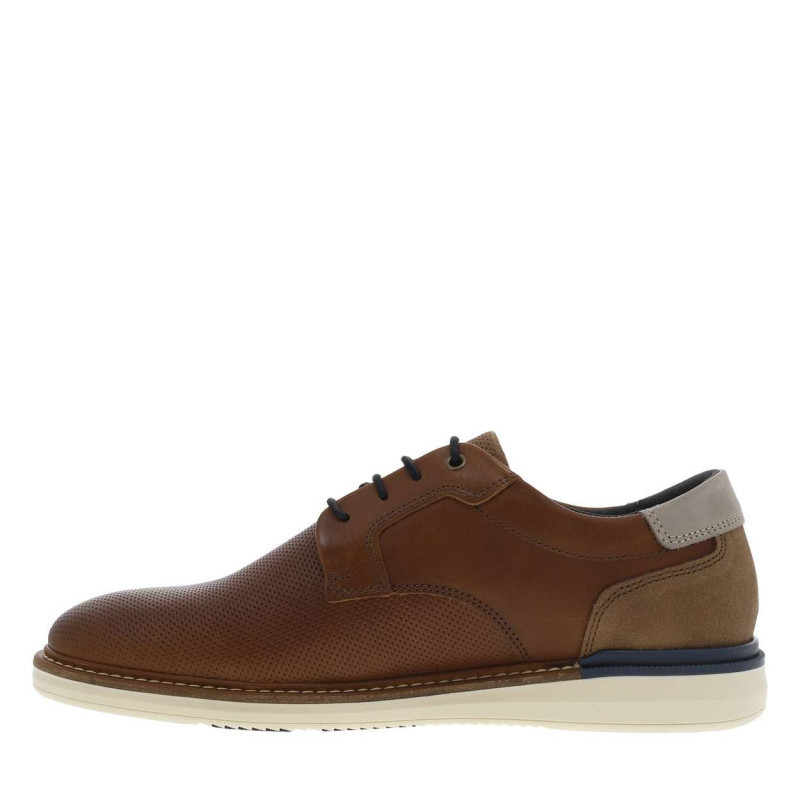 Bullboxer - Baskets Basses Style Derbies En Cuir Cognac Avec Lacets Ronds Marine - Cognac