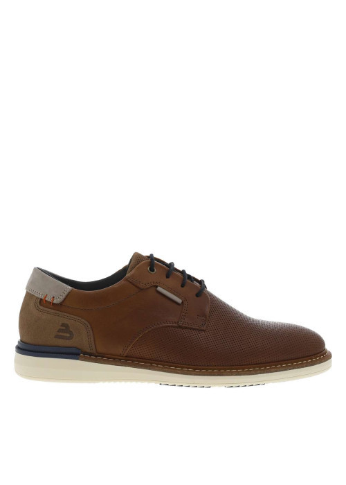 Baskets basses style derbies en cuir cognac avec lacets ronds marine