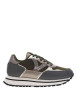 Thumbnail Baskets running kaki avec bandes argentées à talon compensé bas