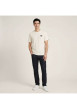 Thumbnail T-shirt en coton écru uni avec une coupe droite et un col rond - Image 3