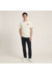 Thumbnail T-shirt en coton écru uni avec une coupe droite et un col rond - Image 4