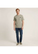 Thumbnail T-shirt en coton kaki uni avec une coupe droite et un col rond - Image 3