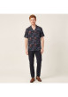 Thumbnail Chemise marine à motifs pourvue d'un col cubain et de manches courtes - Image 4
