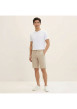 Thumbnail Short Chino en coton beige avec une coupe ajustée et une taille intermédiaire - Image 3