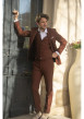 Thumbnail Derbies en cuir beiges à talon décroché bas avec des lacets ronds - Image 7
