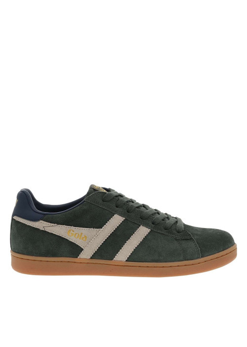 Tennis kaki en cuir nubuck avec un talon plat...