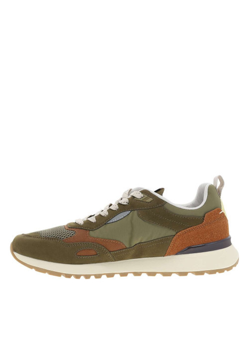 Baskets kaki à semelle plate avec un patch de la marque sur la languette - Image 2