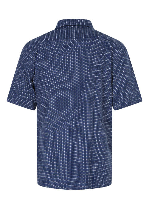 Chemise en coton mélangé bleu marine à pois avec une coupe droite