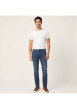 Thumbnail Jean en coton mélangé indigo uni pourvu d'une coupe slim et de multiples poches - Image 4