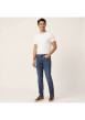 Thumbnail Jean en coton mélangé indigo uni pourvu d'une coupe slim et de multiples poches - Image 5
