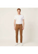 Thumbnail Pantalon en coton camel uni avec une coupe ajustée et une taille intermédiaire - Image 2