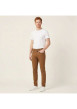 Thumbnail Pantalon en coton camel uni avec une coupe ajustée et une taille intermédiaire - Image 3