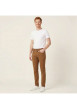 Thumbnail Pantalon en coton camel uni avec une coupe ajustée et une taille intermédiaire - Image 4
