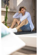 Thumbnail Chemise en coton bleu clair à rayures pourvue d'un col français - Image 6