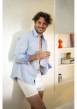 Thumbnail Chemise en coton bleu clair à rayures pourvue d'un col français - Image 8