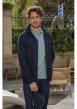 Thumbnail Chemise en coton bleu marine unie avec une coupe slim et un col à revers - Image 9