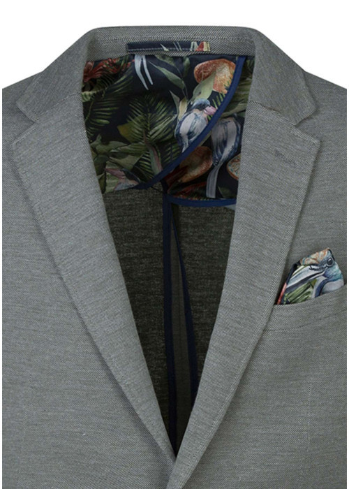 Blazer vert texturé avec une coupe ajustée et un col cranté à revers