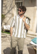 Thumbnail Pantalon Karl Lawrence en coton kaki pourvu d'une taille élastiquée - Image 9