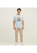 Thumbnail T-shirt en coton bleu clair pourvu d'une coupe droite et d'un col rond - Image 7