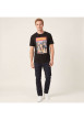 Thumbnail T-shirt en coton noir imprimé avec une coupe droite et un col rond - Image 4