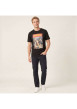 Thumbnail T-shirt en coton noir imprimé avec une coupe droite et un col rond - Image 5