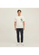 Thumbnail T-shirt en coton écru à coupe droite pourvu d'un col rond côtelé - Image 7