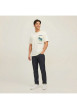 Thumbnail T-shirt en coton écru à coupe droite pourvu d'un col rond côtelé - Image 8