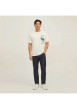 Thumbnail T-shirt en coton écru à coupe droite pourvu d'un col rond côtelé - Image 9