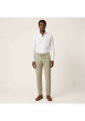 Thumbnail Pantalon chino en coton et lin mélangé beige uni pourvu d'une coupe slim - Image 4