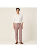 Thumbnail Pantalon chino rose en coton et lin mélangés pourvu d'un cordon de serrage - Image 3